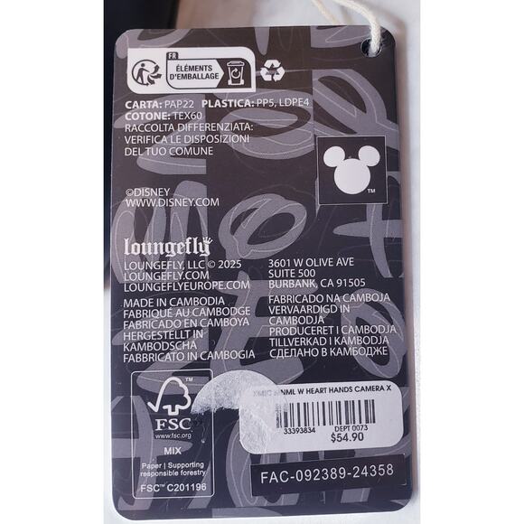 NWT DISNEY X LOUNGEFLY Mickey Mouse Heart Hands Crossbody Bag Black and Red - Picture 8 of 15